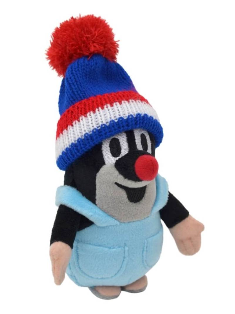 Der kleine Maulwurf mit Hose,blaue Trikolore Mütze,14cm, Plüschtier Maulwurf von munabo
