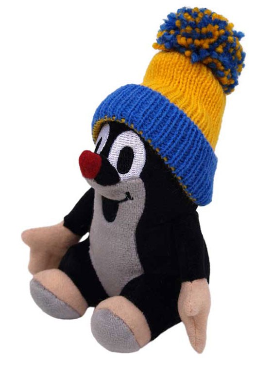 Der kleine Maulwurf sitzend, Mütze blau-gelb 14cm Der kleine Maulwurf sitzend, Mütze blau-gelb 14cm von munabo