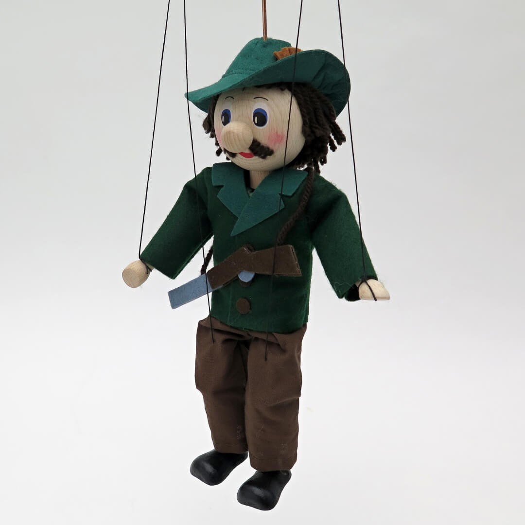 Jäger 20 cm, Holz-Marionette von munabo