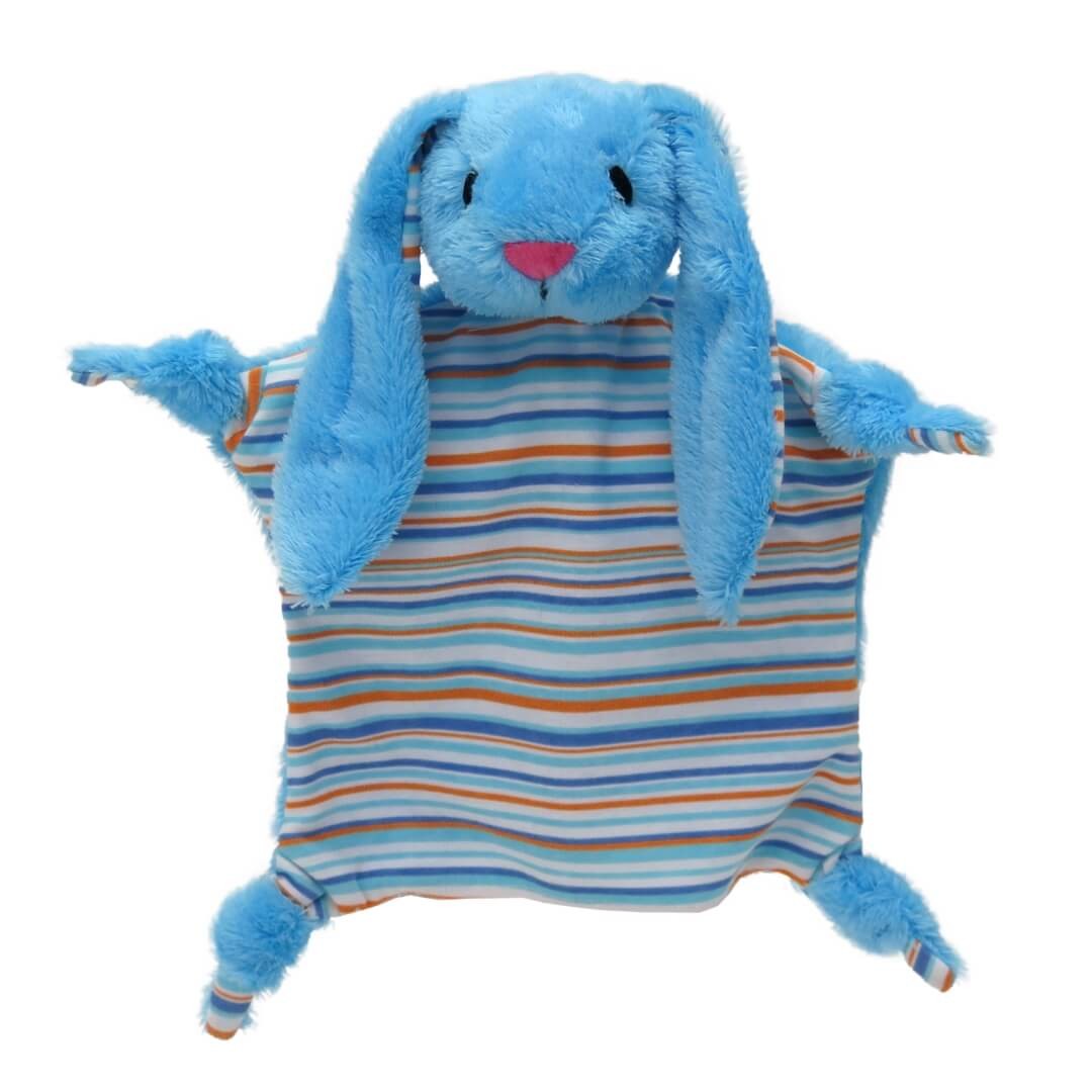 Kaninchen 30cm blau, Schmusehandpuppe von munabo