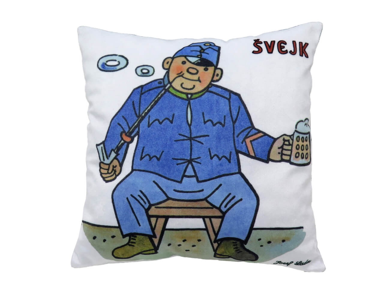 Kissen 25x25 cm, Svejk mit einem Pintglas Kissen 25x25 cm, Svejk mit einem Pintglas von munabo