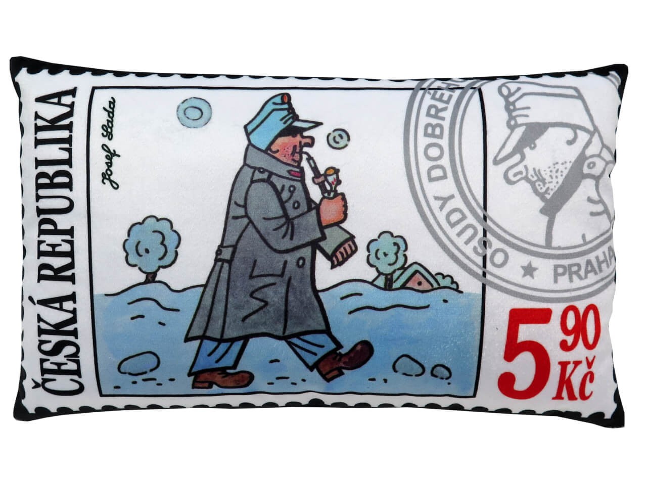 Kissen 30x18cm, Svejk im Winter, Briefmarke Kissen 30x18cm, Svejk im Winter, Briefmarke von munabo