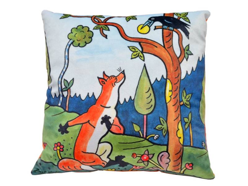 Kissen 30x30 cm, Fuchs und Käse, Kinderkissen von munabo