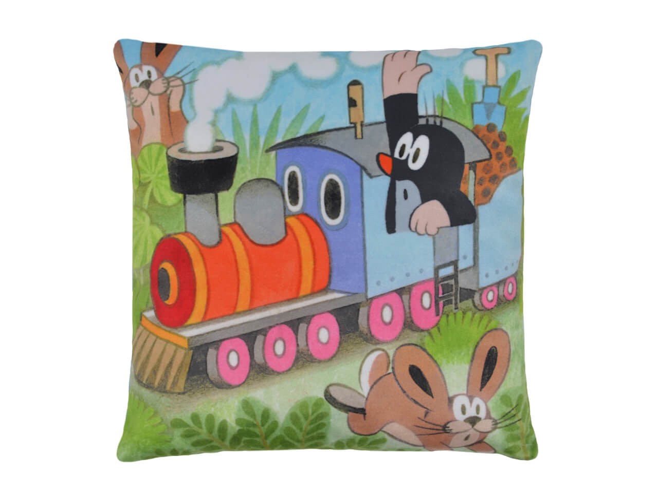 Kissen der kleine Maulwurf, Motiv Lokführer, 25x25cm - Kinderkissen Kissen der kleine Maulwurf, Motiv Lokführer, 25x25cm - Kinderkissen von munabo