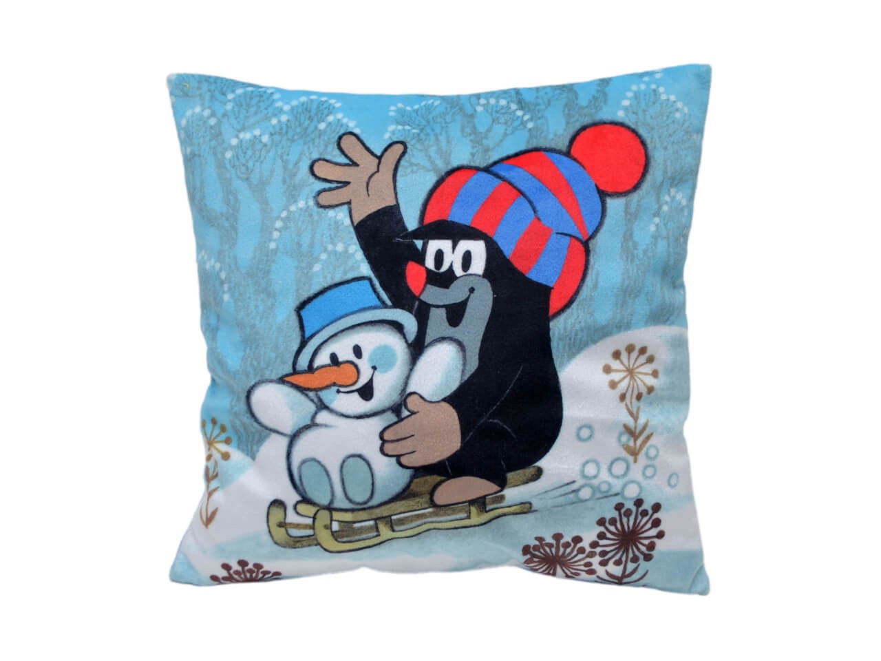 Kissen der kleine Maulwurf, Motiv Winter, 25x25cm - Kinderkissen von munabo