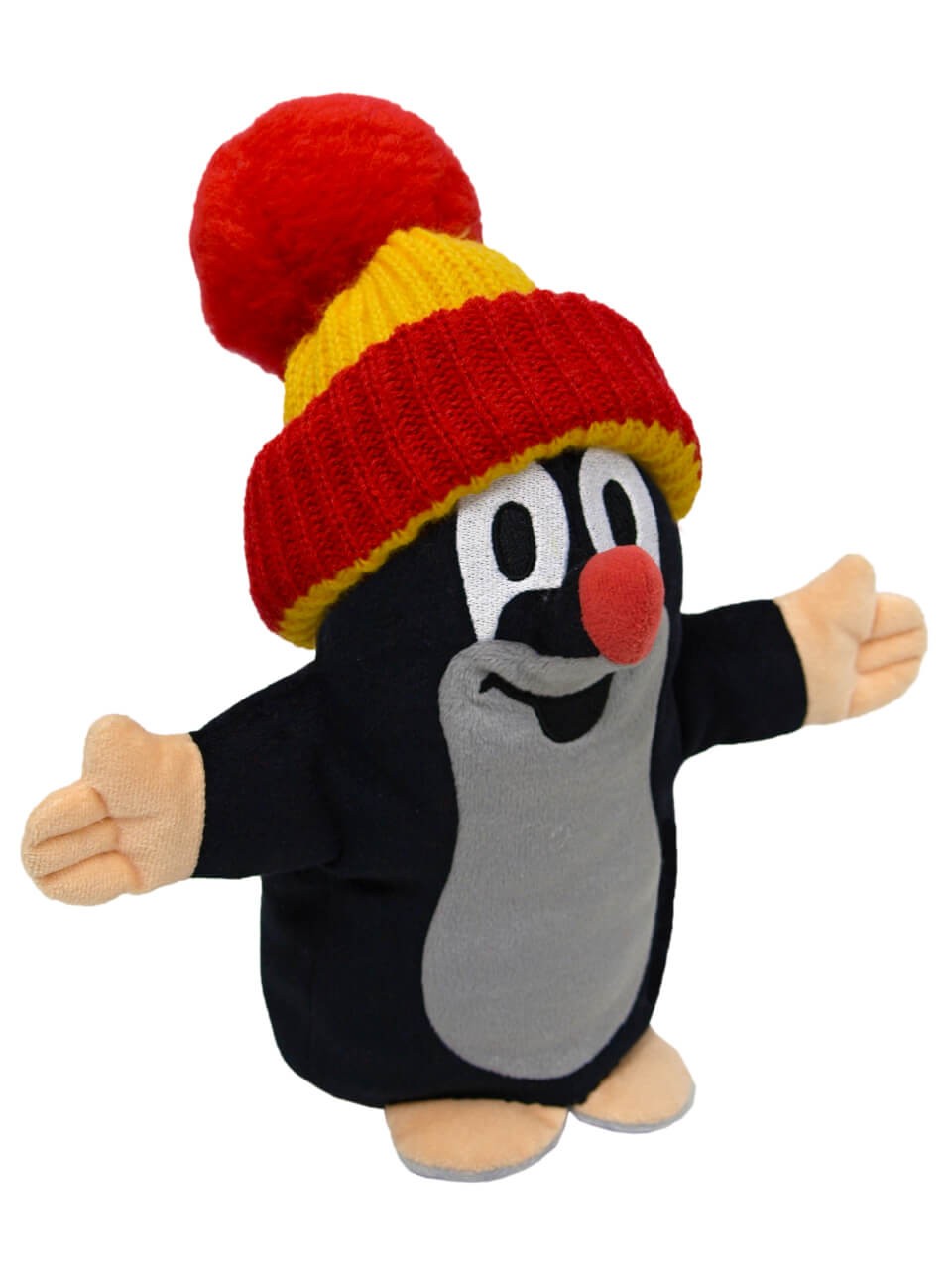 Maulwurf 25 cm Mütze rot-gelb,Handpuppe Maulwurf 25 cm Mütze rot-gelb,Handpuppe von munabo