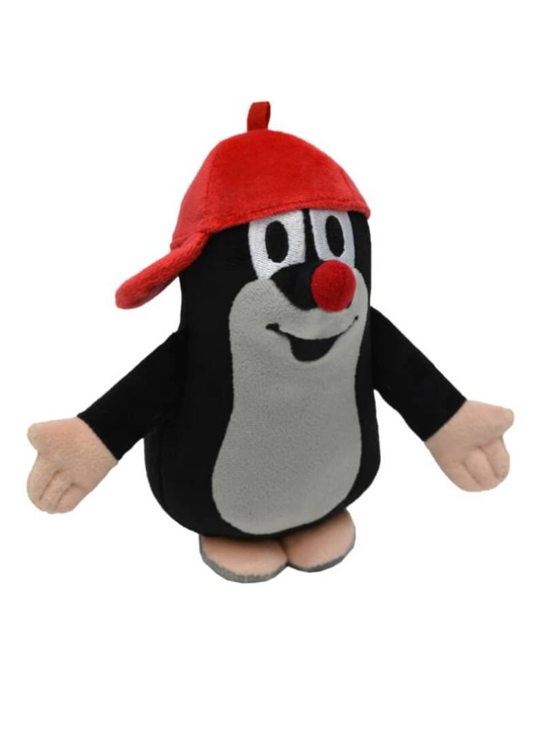 Plüschfigur Der kleine Maulwurf mit Basecap, rot, 16 cm von munabo