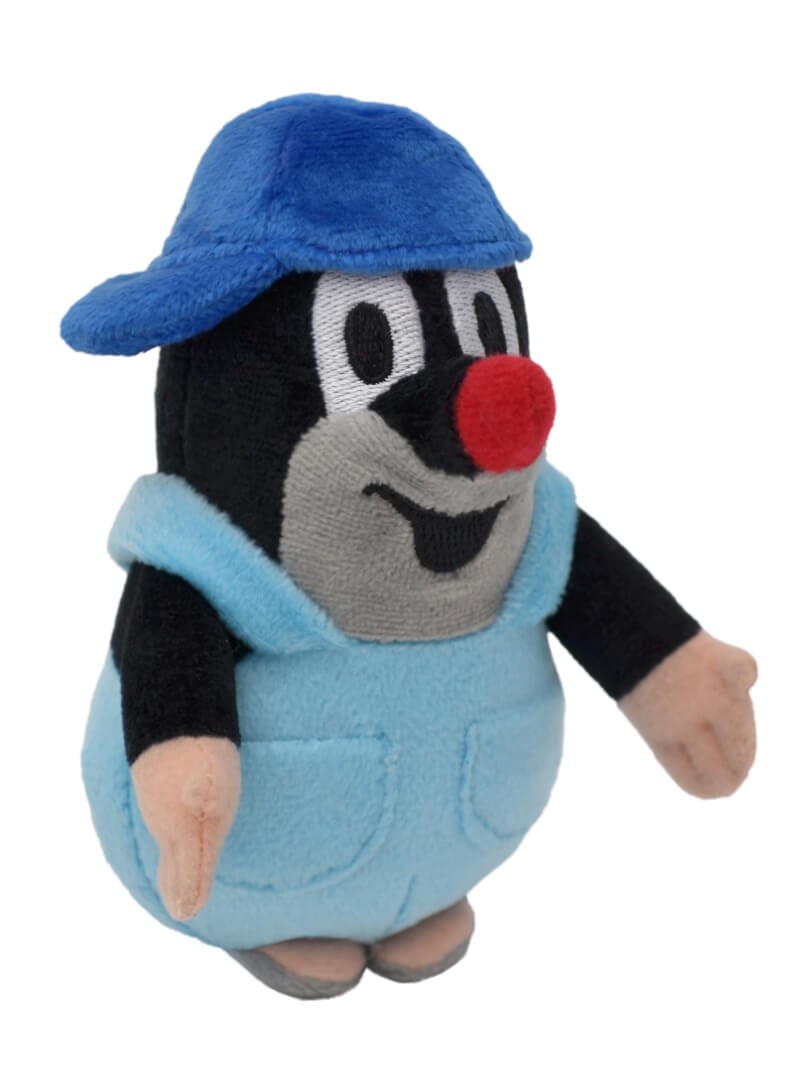 Plüschfigur Der kleine Maulwurf mit Hose und Basecap blau, 12 cm von munabo