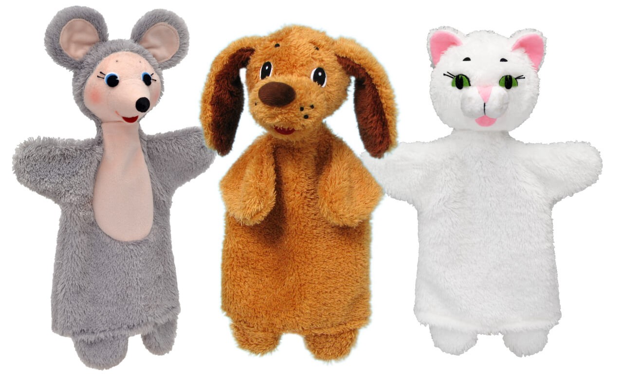 Set-Handpuppen Tiere, Design 2, in Geschenkbox - Handpuppen im 3er Set von munabo