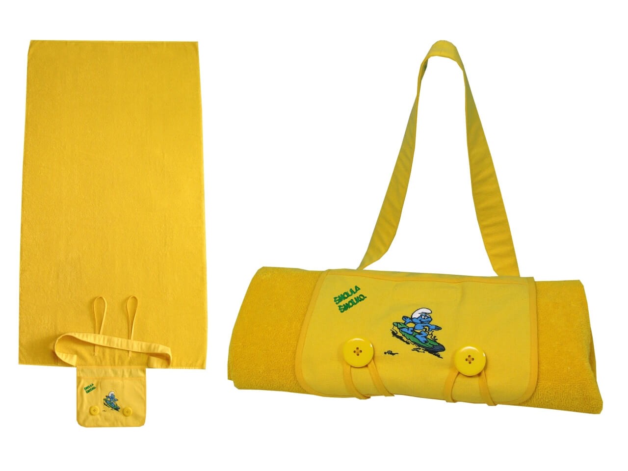 Strandbadetuch für Kinder mit Schlumpf-Sticker Strandbadetuch für Kinder mit Schlumpf-Sticker von munabo