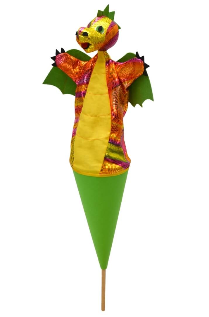 Tütenkasper Drache-Regenbogen 3in1, grün Tütenkasper Drache-Regenbogen 3in1, grün von munabo