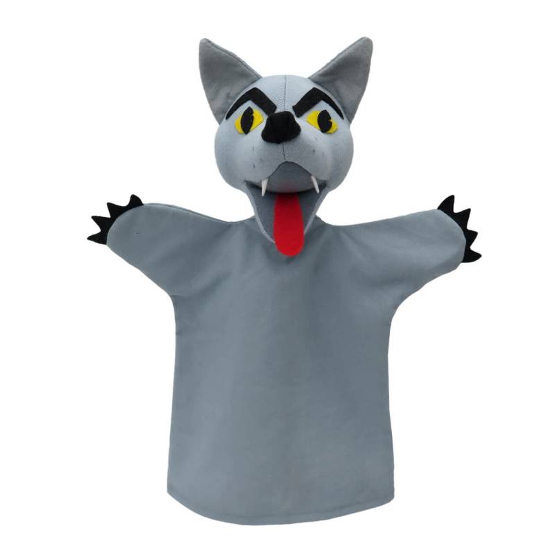 Wolf mit gelben Augen 30 cm, Handpuppe von munabo