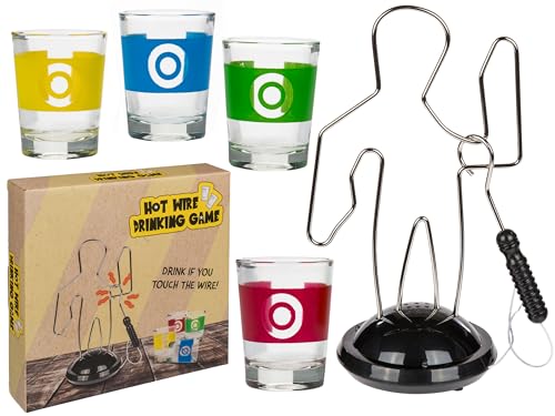 mucHome Elektronisches Trinkspiel DER HEIßE DRAHT mit 4 Shot Gläsern Partyspiel Gesellschaftsspiel Geschicklichkeitsspiel mucHome Elektronisches Trinkspiel DER HEIßE DRAHT mit 4 Shot Gläsern Partyspiel Gesellschaftsspiel Geschicklichkeitsspiel von mucHome