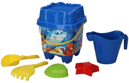 mucHome Sandspielzeug Set, 7-teilig, Eimer mit Sieb, Strandspielzeug für Kinder 3-7 Jahre, 20x20x25 cm (Blau) von mucHome