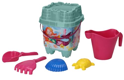 mucHome Sandspielzeug Set, 7-teilig, Eimer mit Sieb, Strandspielzeug für Kinder 3-7 Jahre, 20x20x25 cm (Türkis) von mucHome