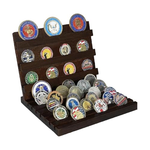 Military Challenge Münzen Vitrine, 9 Reihen, Massives Gummiholz, Münzdisplay-Ständer aus Holz Hält 54 Münzen in Standardgröße, Einfach und Praktisch Military Challenge Münzen Vitrine, 9 Reihen, Massives Gummiholz, Münzdisplay-Ständer aus Holz Hält 54 Münzen in Standardgröße, Einfach und Praktisch von mumisuto