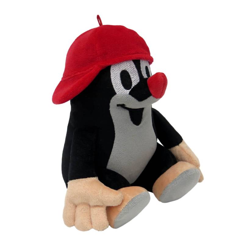 Der kleine Maulwurf 16 cm sitzend mit Basecap in rot von munabo