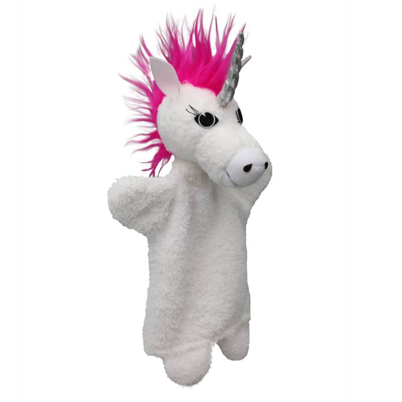 Handpuppe Einhorn 30 cm, Weiß - Plüschhandpuppe von munabo