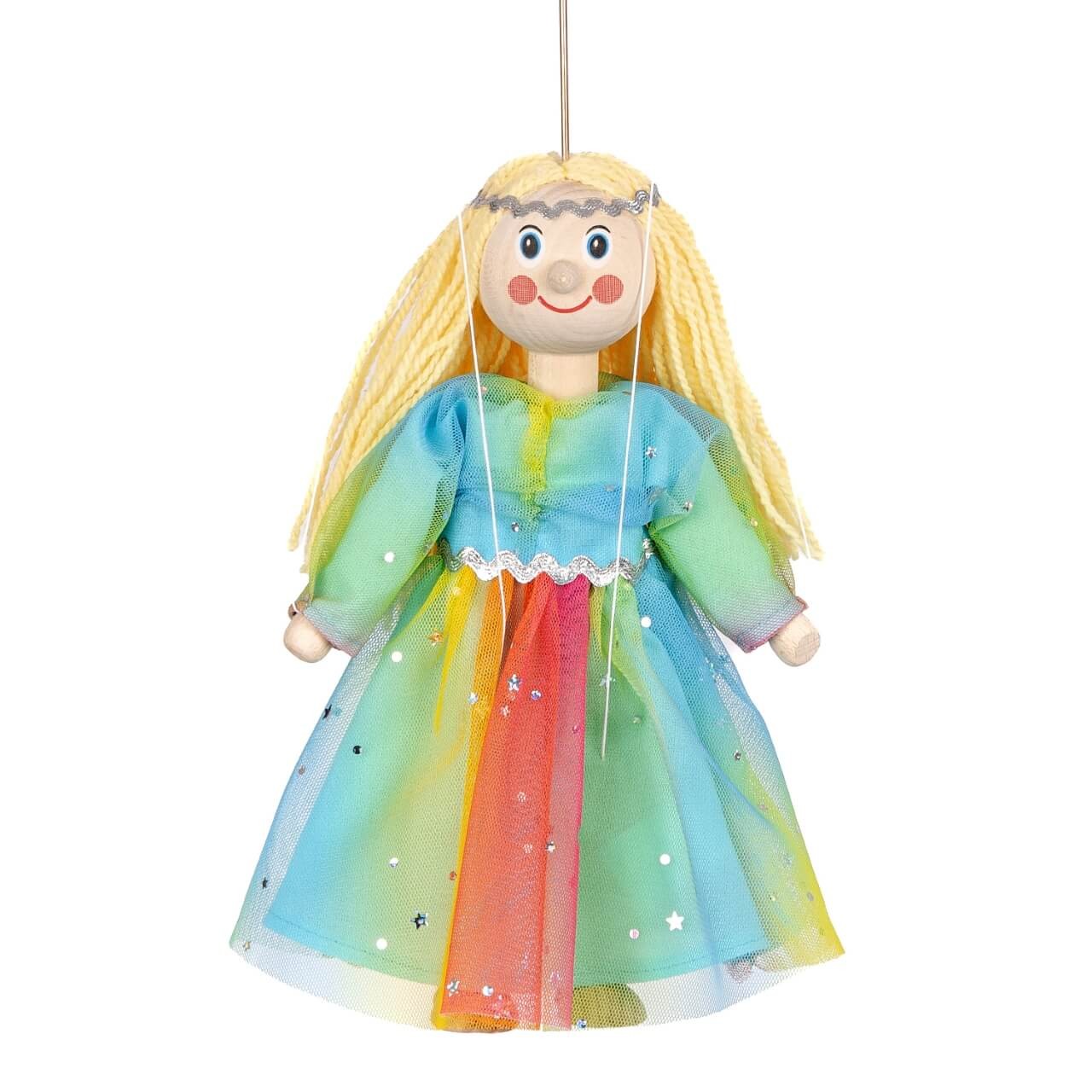 Marionette Fee-Regenbogen 20 cm, Holz-Marionette, Dekorationsartikel von munabo