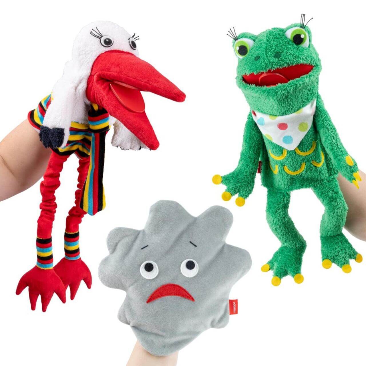 Sprachtherapie Lehrmittel-Set - Handpuppe Frosch Storch und Fehlerwolke von munabo