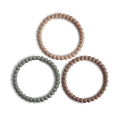mushie Beißring Perlen-Armband, Clary Sage/Tuscany/Desert Sand, 3 Stück von mushie
