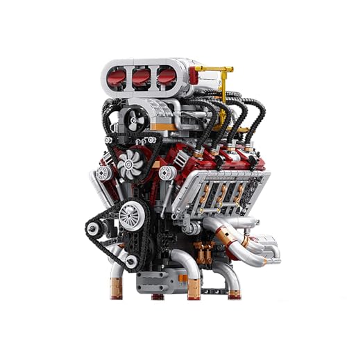 muuchuu Technik V8 Motor Bausatz Erwachsene mit Motor, Funktionierender Supersportwagen V8 Kolbenmotor Bauspielzeug, MOC DIY STEM Hobby Bausteine, Spielzeug Geschenke Kinder Jugendliche (2347 Teile) von muuchuu