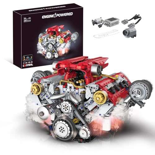 muuchuu Technik V8 Motor Bauspielzeug Erwachsene, Auto Engine Modellbausatz mit Motor/Licht/Rauch, DIY-Hobbyprojekt MOC STEM Spielzeug, Geschenke für Kinder und Jugendliche 14+ (3201 Teile) von muuchuu