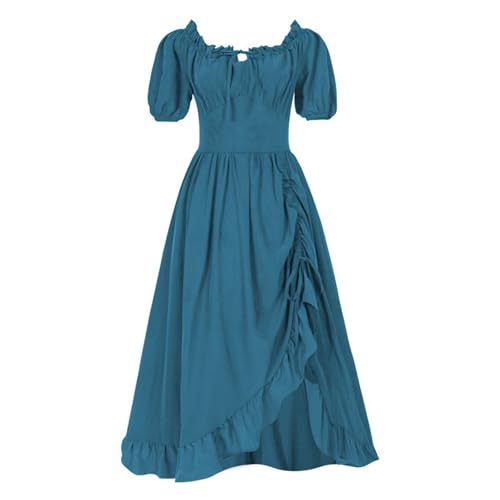 Mittelalterliches Damen-Kostüm, A-Linie, Rock, kurzärmelig, mehrfarbig, Cosplay, Renaissance, Bierparty, Bühne (Dunkelblau, Größe S) von muzoira