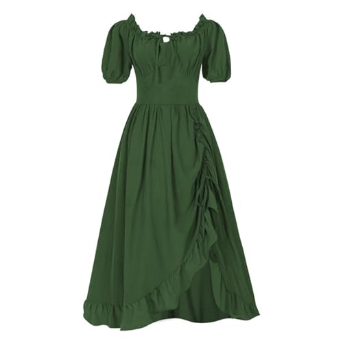 Mittelalterliches Damen-Kostüm, A-Linie, Rock, kurzärmelig, mehrfarbig, Cosplay, Renaissance, Bierparty, Bühne (Grün, M) von muzoira