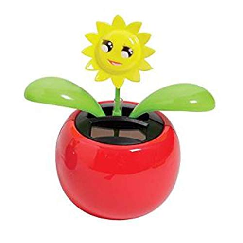 mxdmai Solar Wackelblume Tanzende Blume Glückliche Sonnenblume Auto-Dekor Büro-Schreibtisch Haus Deko Gelbe Blume + Red Pot von mxdmai