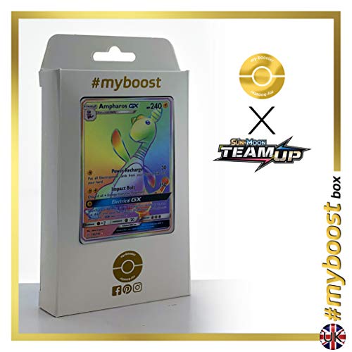 Ampharos-GX (Pharamp-GX) 185/181 Arc en Ciel Secrète - #myboost X Sun & Moon 9 Team Up - Coffret de 10 Cartes Pokémon Aglaises von my-booster