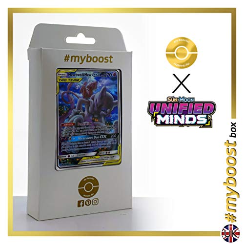Mewtwo & Mew-GX (Mewtwo y Mew-GX) SM191 Dresseur Full Art - #myboost X Sun & Moon 11 Unified Minds - Coffret de 10 Cartes Pokémon Aglaises von my-booster