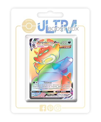 Roigada de Galar VMAX (Galar-Laschoking VMAX) 207/198 Fokussierter-Angriff Geheimer Regenbogen - Ultraboost X Epée et Bouclier 6 Règne de Glace - Box mit 10 französisch Pokémon-Karten von my-booster