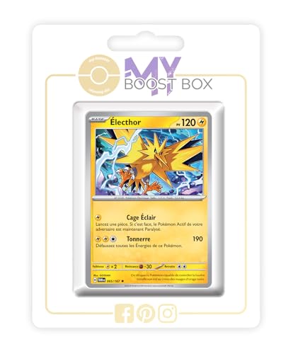 Électhor (Zapdos) 65/167 Holo oder Reverse (zufällig) - Myboost X Écarlate et Violet 6 - Mascarade Crépusculaire Box mit 10 französisch Pokémon-Karten von my-booster