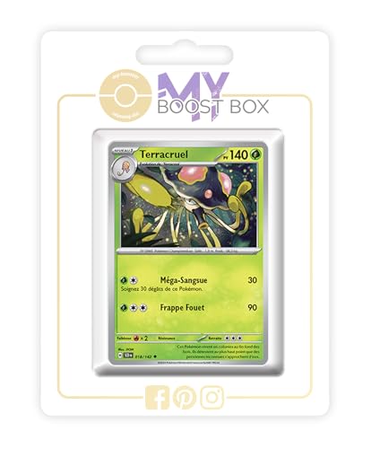 my-booster SV07-FR24-MB-018 Terracruel (Tenterra) 018/142 Reverse-Myboost X, Écarlate et Violet 7 Couronne Stellaire, Box mit 10 französisch Pokémon-Karten von my-booster