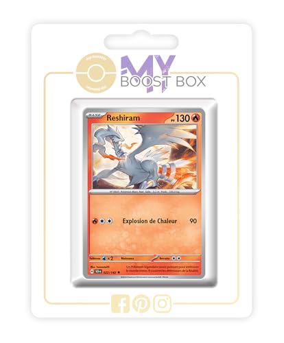 my-booster SV07-FR24-MB-022 Reshiram 022/142 Reverse-Myboost X, Écarlate et Violet 7 Couronne Stellaire, Box mit 10 französisch Pokémon-Karten von my-booster