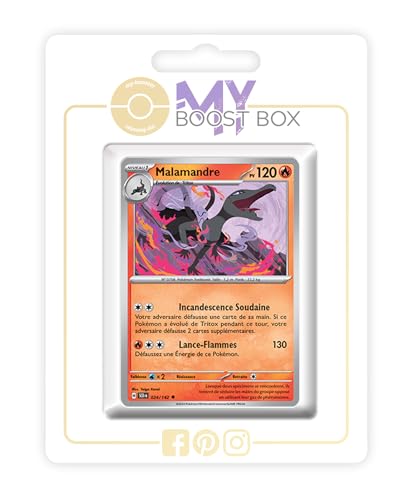 my-booster SV07-FR24-MB-024 Malamandre (Amfira) 024/142 Reverse-Myboost X, Écarlate et Violet 7 Couronne Stellaire, Box mit 10 französisch Pokémon-Karten von my-booster