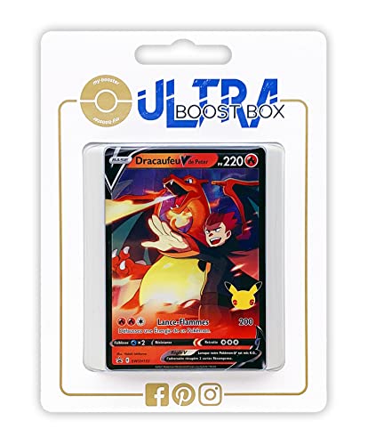 Dracaufeu V de Peter (Siegfrieds Glurak V) SWSH133 Klassische Sammlung - Ultraboost X Epée et Bouclier - Célébrations - 25 ans - Box mit 10 französisch Pokémon-Karten von my-booster