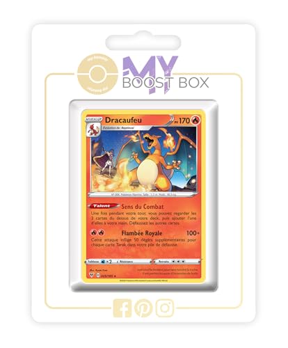 my-booster SWSH04-FR24-MB-025 Dracaufeu (Glurak) 025/185 Wendbare Holo-Myboost X Epée et Bouclier, 4 Voltage Éclatant, Box mit 10 französisch Pokémon-Karten von my-booster