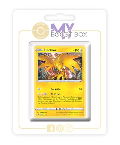 my-booster SWSH04-FR24-MB-048 Électhor (Zapdos) 048/185 Holo oder Reverse (zufällig) -Myboost X Epée et Bouclier, 4 Voltage Éclatant, Box mit 10 französisch Pokémon-Karten von my-booster