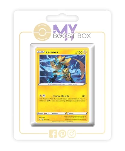 my-booster SWSH04-FR24-MB-061 Zeraora 061/185 Holo oder Reverse (zufällig) -Myboost X Epée et Bouclier, 4 Voltage Éclatant, Box mit 10 französisch Pokémon-Karten von my-booster