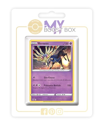 my-booster SWSH04-FR24-MB-078 Xerneas 078/185 Holo oder Reverse (zufällig) -Myboost X Epée et Bouclier, 4 Voltage Éclatant, Box mit 10 französisch Pokémon-Karten von my-booster