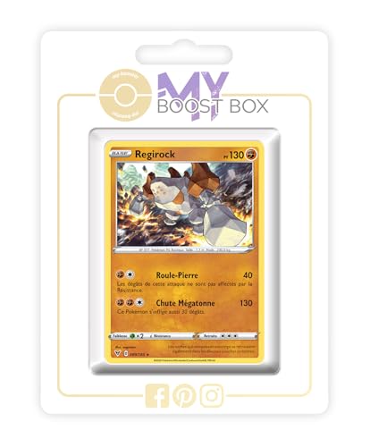 my-booster SWSH04-FR24-MB-089 Regirock 089/185 Holo oder Reverse (zufällig) -Myboost X Epée et Bouclier, 4 Voltage Éclatant, Box mit 10 französisch Pokémon-Karten von my-booster