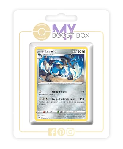 my-booster SWSH04-FR24-MB-120 Lucario 120/185 Wendbare Holo-Myboost X Epée et Bouclier, 4 Voltage Éclatant, Box mit 10 französisch Pokémon-Karten von my-booster