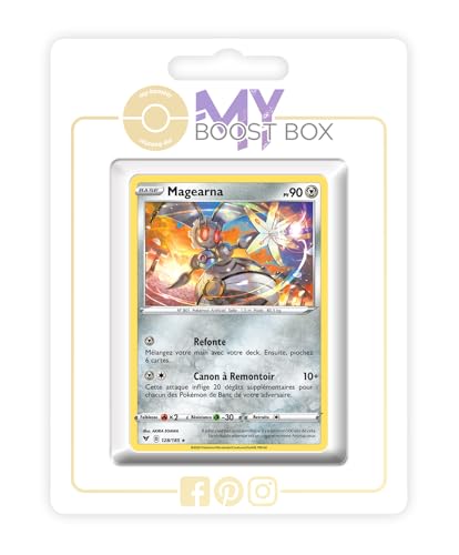 my-booster SWSH04-FR24-MB-128 Magearna 128/185 Holo oder Reverse (zufällig) -Myboost X Epée et Bouclier, 4 Voltage Éclatant, Box mit 10 französisch Pokémon-Karten von my-booster