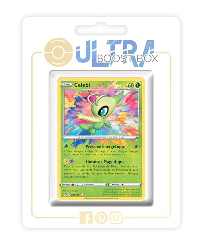 my-booster SWSH04-FR24-UB-009 Celebi 009/185 Atemberaubend Holo Ultraboost X Epée et Bouclier, 4 Voltage Éclatant, Box mit 10 französisch Pokémon-Karten von my-booster