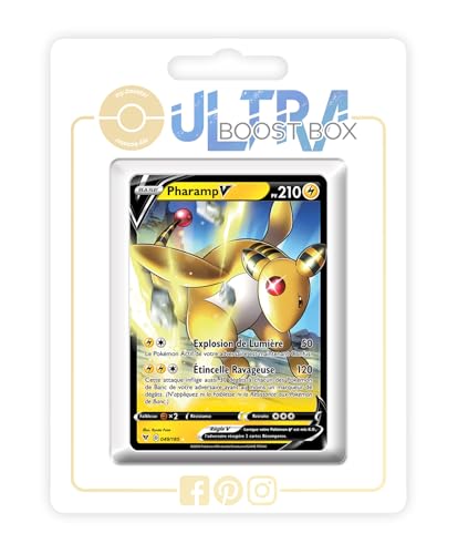 my-booster SWSH04-FR24-UB-049 Pharamp V (Ampharos V) 049/185 Ultraboost X Epée et Bouclier, 4 Voltage Éclatant, Box mit 10 französisch Pokémon-Karten von my-booster