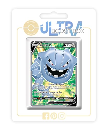 my-booster SWSH04-FR24-UB-176 Steelix V (Stahlos V) 176/185 Full Art-Ultraboost X Epée et Bouclier, 4 Voltage Éclatant, Box mit 10 französisch Pokémon-Karten von my-booster