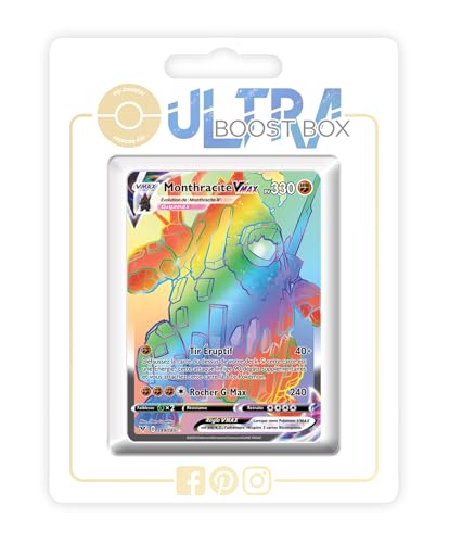 my-booster SWSH04-FR24-UB-189 Monthracite VMAX (Montecarbo VMAX) 189/185 Geheimer Regenbogen-Ultraboost X Epée et Bouclier, 4 Voltage Éclatant, Box mit 10 französisch Pokémon-Karten von my-booster