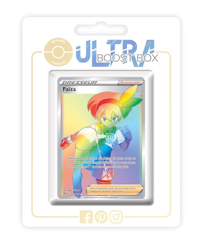 my-booster SWSH04-FR24-UB-193 Faïza (Saida) 193/185 Geheimer Regenbogen Trainer-Ultraboost X Epée et Bouclier, 4 Voltage Éclatant, Box mit 10 französisch Pokémon-Karten von my-booster